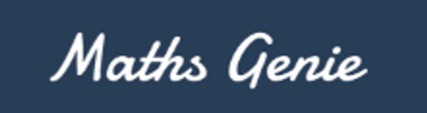Logo with the text 'Maths Genie' in white on a dark blue background.