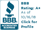 BBB Accredited Business with A+ rating since 2018.