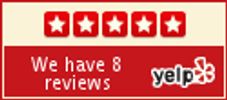 Five-star Yelp rating with 8 reviews.