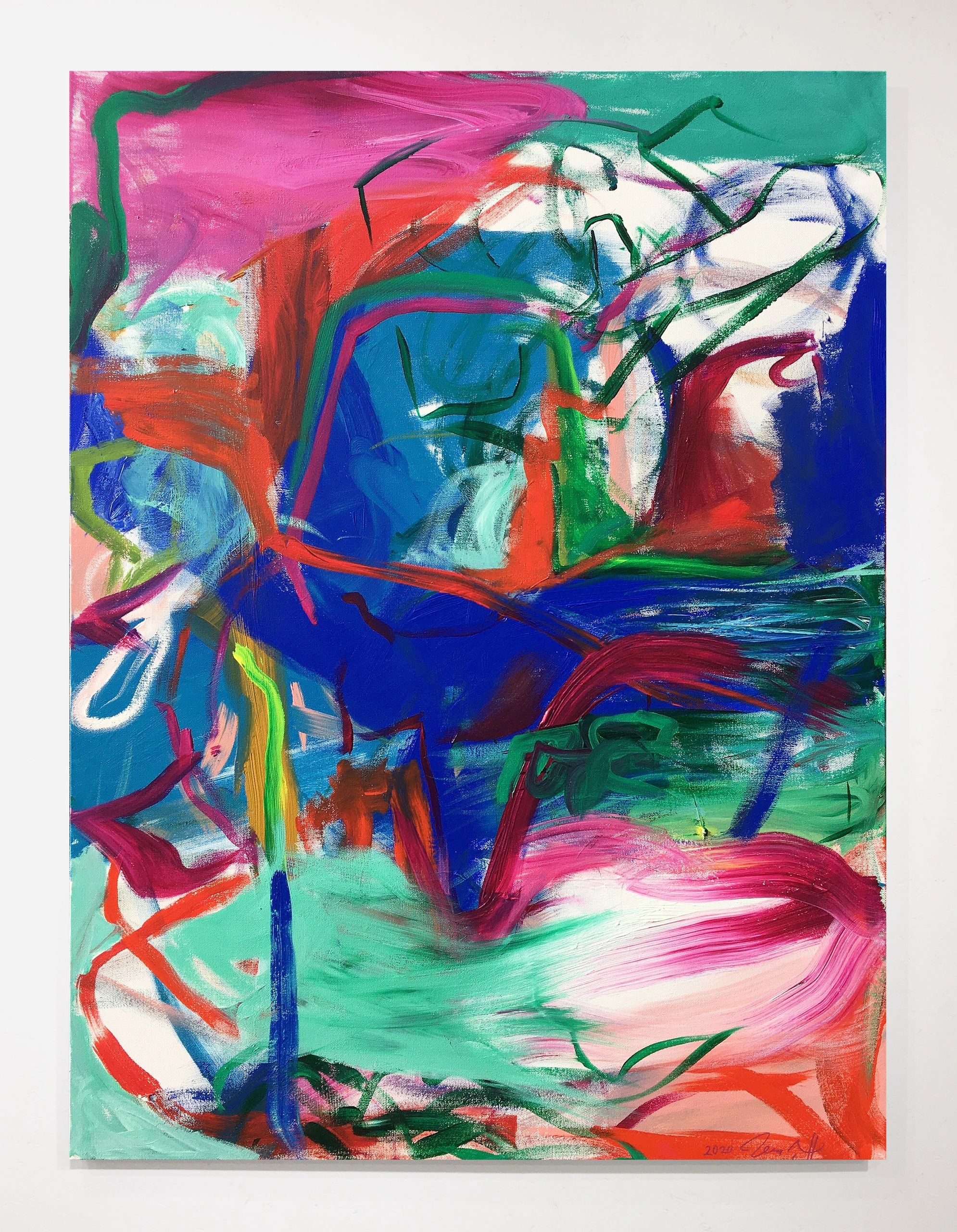 brilliant aqua abstraction abstract expressionism brushstrokes interior design decor canvas coral