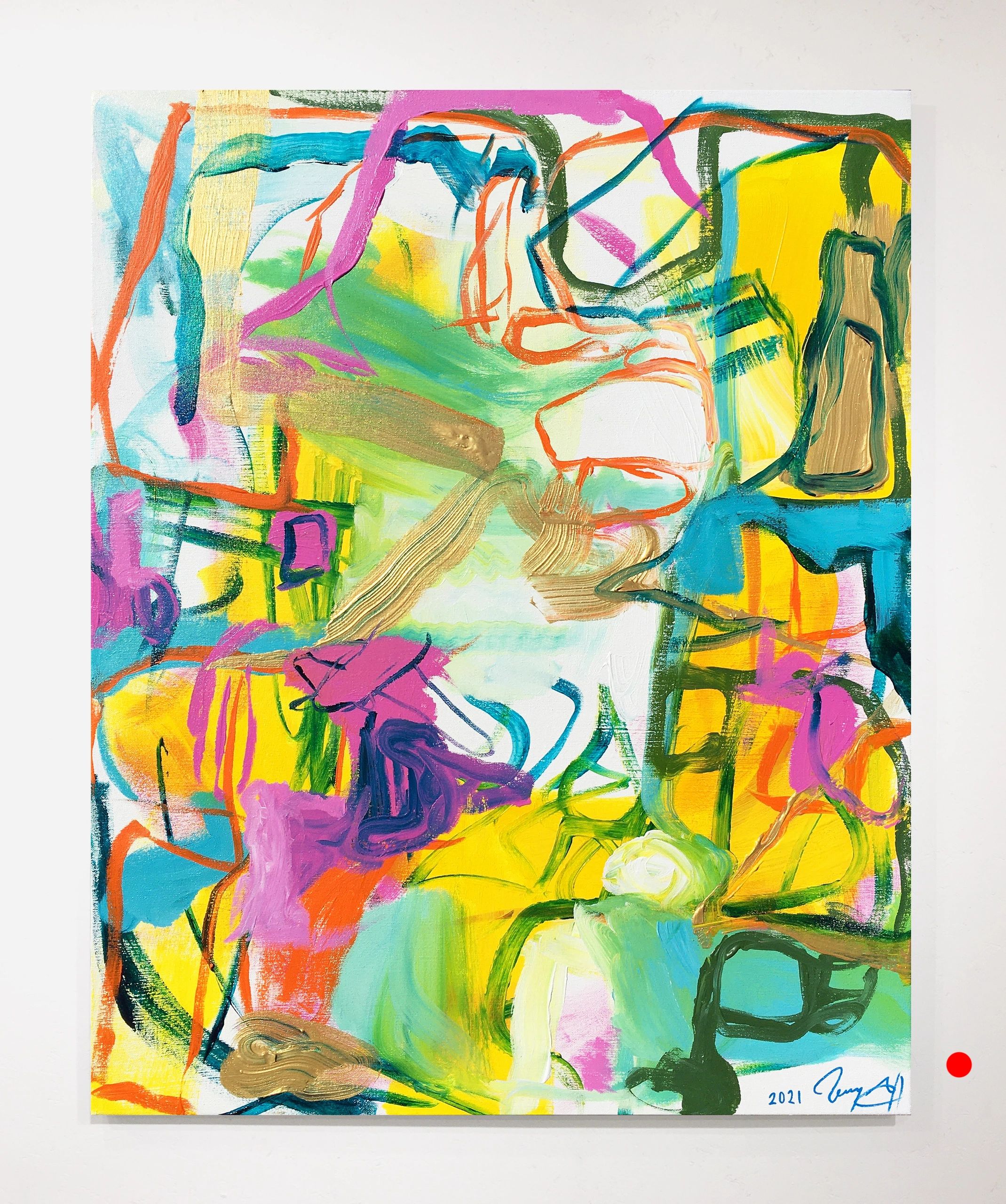 Bright contemporary painting art Jeremy Rabus canvas modernist abstract expressionism artwork decor