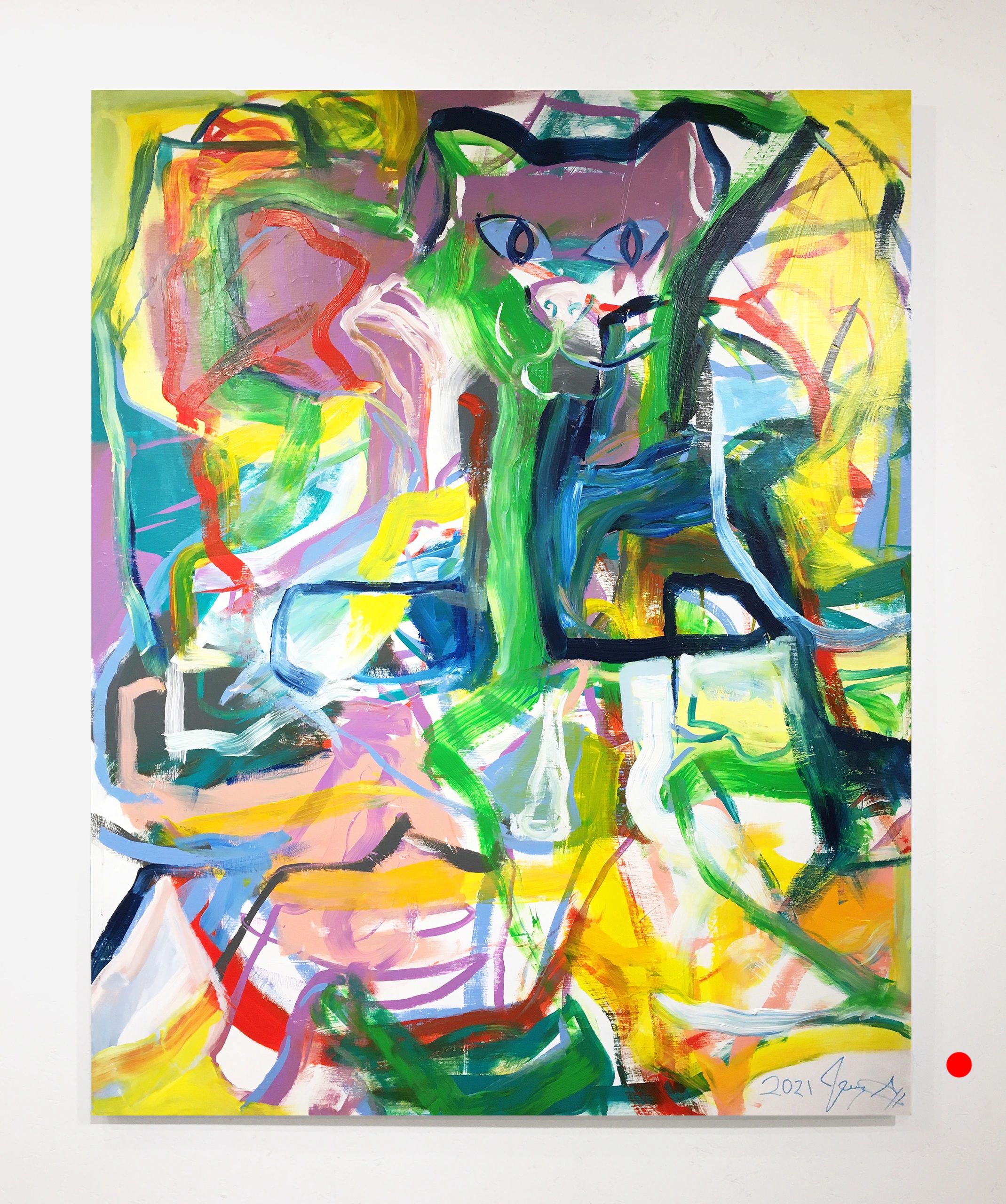 Bright contemporary painting art Jeremy Rabus canvas modernist abstract expressionism artwork decor