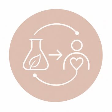 Eco-friendly lab to human health connection icon.