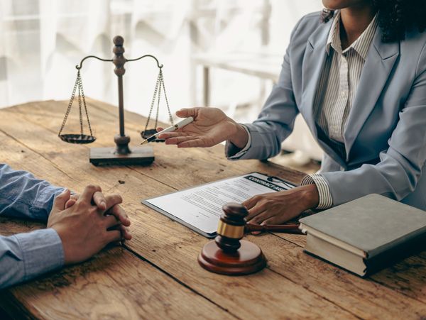 Attorney collaborating with their client