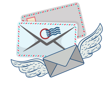 An illustration of flying mail to depict the services of Miami Virtual Office.  Miami Mailbox.  Miami business. Miami Address. Miami Business Address at A Miami Mailbox location.