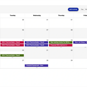 A calendar view of all your upcoming sales calls, meeting or due tasks