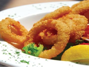 rings of fried breaded calamari appetizer
