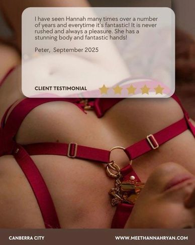 Close-up of a woman in red lingerie with a client testimonial overlay.