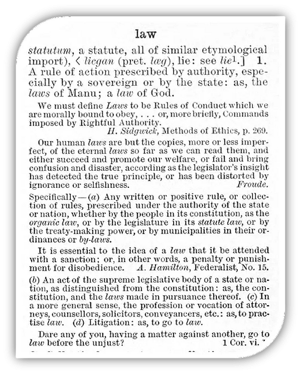 Extract from the Century Dictionary - definition of "Law".