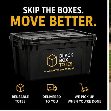 Black Box Totes offer reusable moving containers with delivery and pickup service.