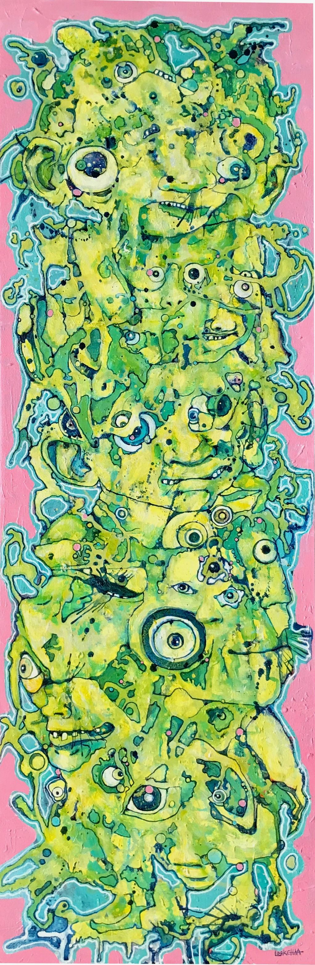 "handsome pickle"
acrylic on canvas
12"x 36"