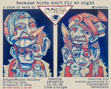 Looketha because birds don’t fly at night a solo show at Brightworks Gallery 38 Rusling Place Bridge