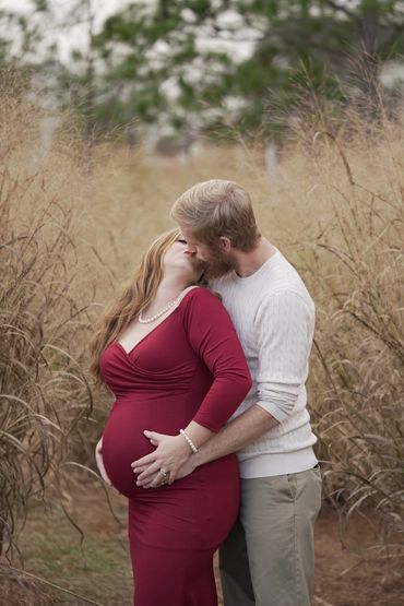 Summerville maternity session in tall golden grass