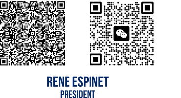 Rene Espinet contact information via QR codes for contact details and WeChat