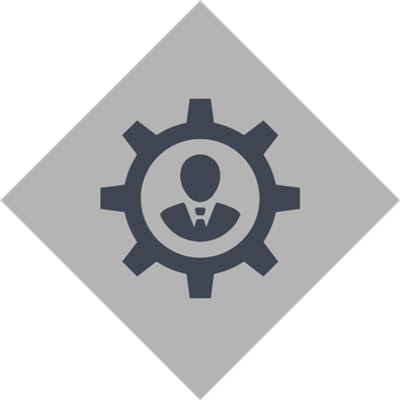User settings gear icon with person silhouette.