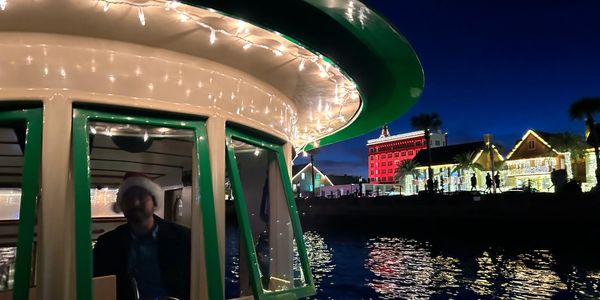 The view from the bow as we cruise by downtown