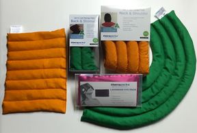 A selection of orange and green heatpacks