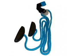 A blue shoulder pulley rope with black handles