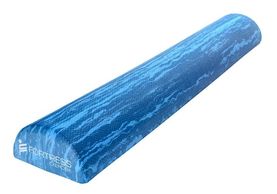 A single long blue patterned half foam roller
