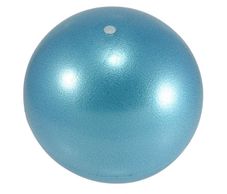 An inflated blue pilates ball