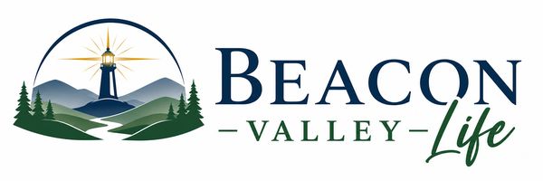 Logo of Beacon Valley Life featuring a lighthouse and scenic hills.