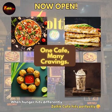 Zoltik Cafe offers delicious pizzas, sandwiches, momos, and milkshakes to satisfy your cravings.