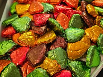 milk chocolate foil leaves