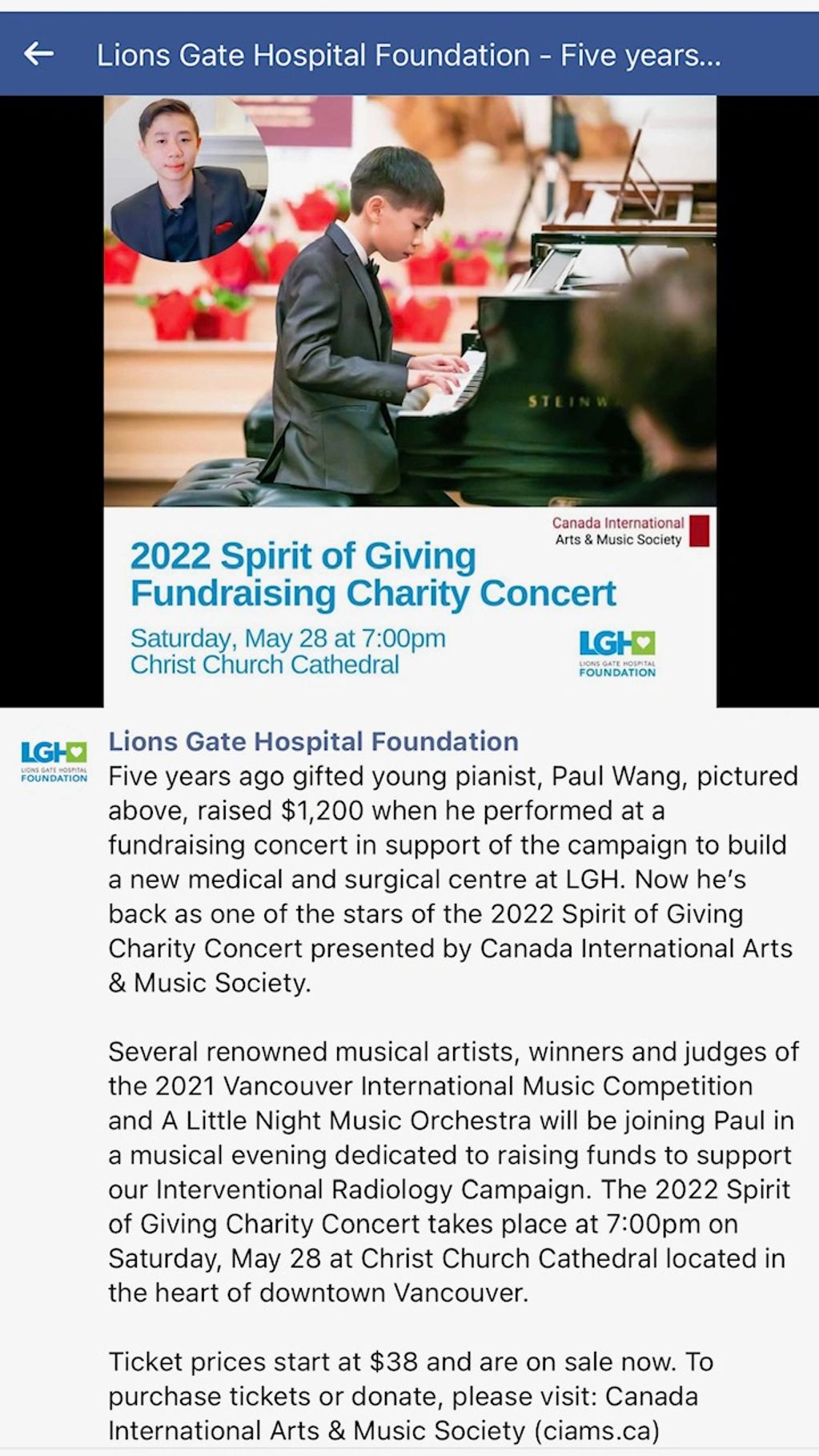 Lions Gate Hospital Foundation Media
https://lghfoundation.crowdchange.ca/27773