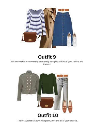 Collage of three outfits.