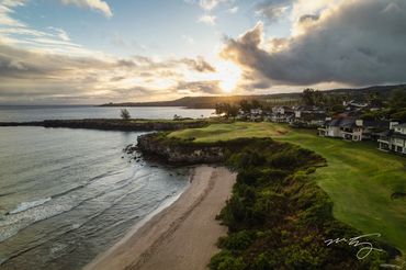 Aerial photography of Hole 17 on the Kapalua Bay Golf Course
