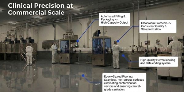 A cleanroom facility with automated packaging and labeling for clinical-grade production.