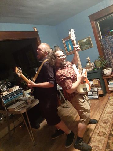 Clowning around in the studio.