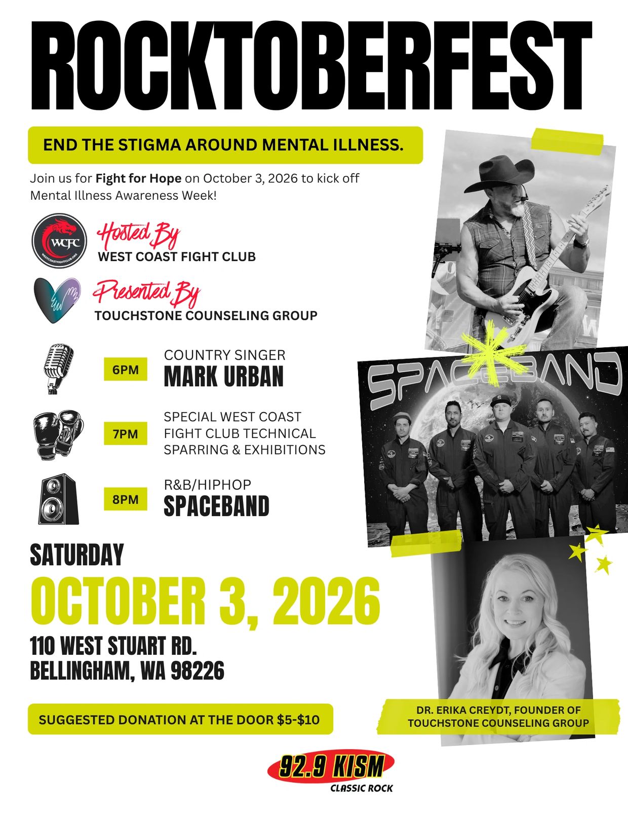 Rocktoberfest event to end stigma around mental illness on October 3, 2026.