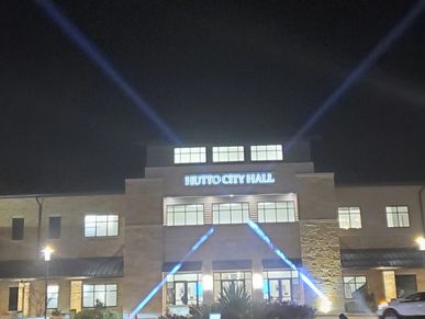 Our 440W Moving Head Sky Beam light in action at Hutto City Hall.