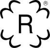 Black and white stylized cloud logo with letter R.