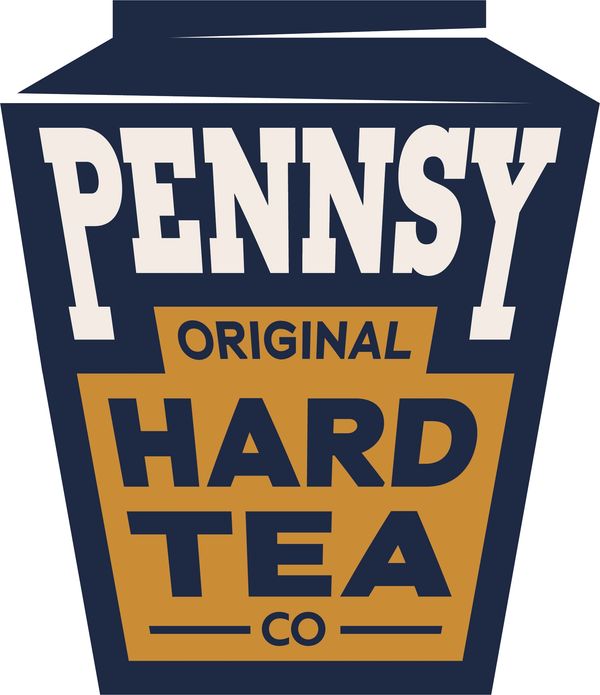 Logo for Pennsylvania Original Hard Tea Company in blue and gold.