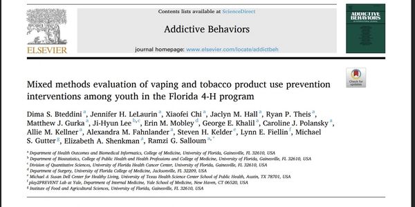 Title page of a research article on vaping and tobacco prevention among Florida youth.