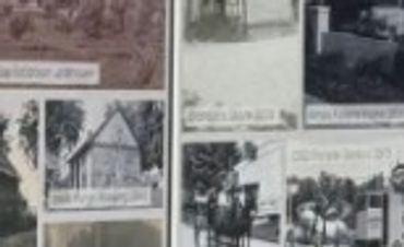 Clue #1: A blurry collage of old black-and-white photographs and postcards.