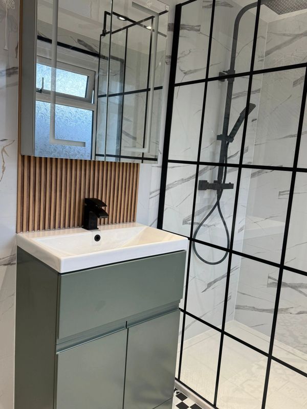 Complete bathroom basin and LED mirror