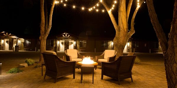 courtyard fire pit with chairs