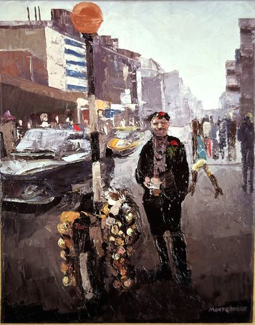 Painting of man with onions