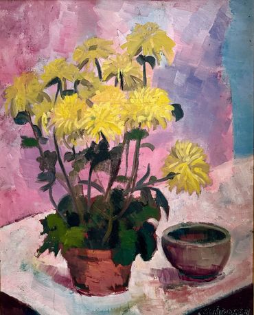 Painting of a vase of flowers