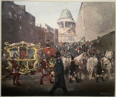 The Lord Mayor's Procession with carriage passing St Paul's