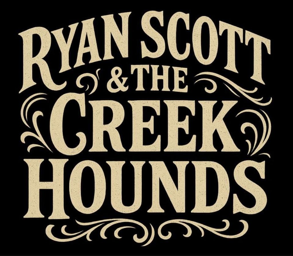 Logo of Ryan Scott & The Creek Hounds with decorative flourishes.