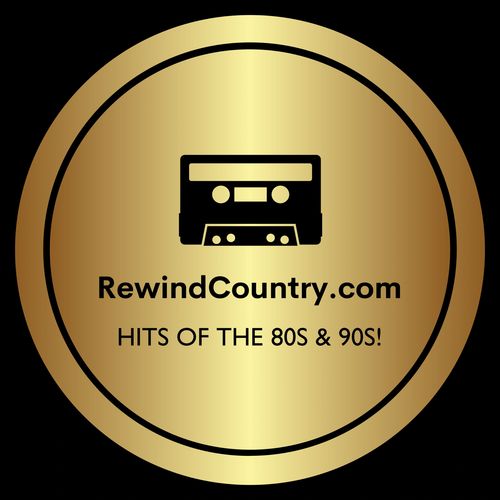 RewindCountry.com logo.  Country oldies, country classics, 90s country, 80s country. 