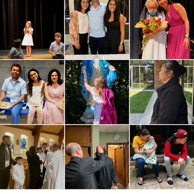 Collage of diverse moments capturing family, faith, and celebrations.