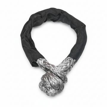 Durable metal braided rope with protective black cover and knot.