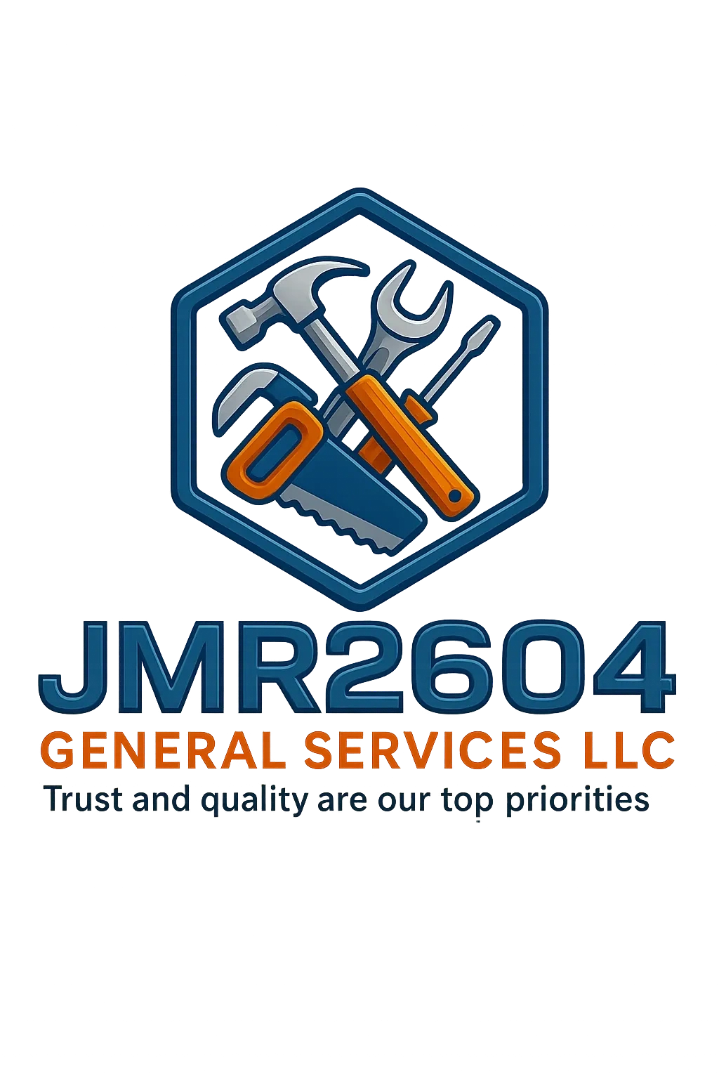 Logo of JMR2604 General Services LLC with tools and tagline.