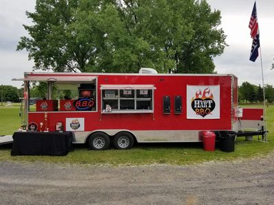 a side view of our food truck when it's open