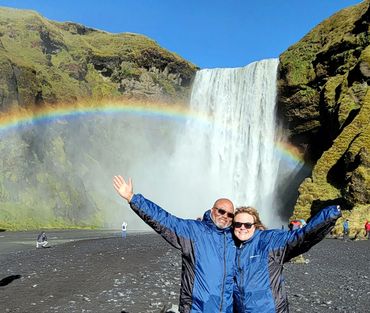 Gail Sadler and her husband in Iceland.